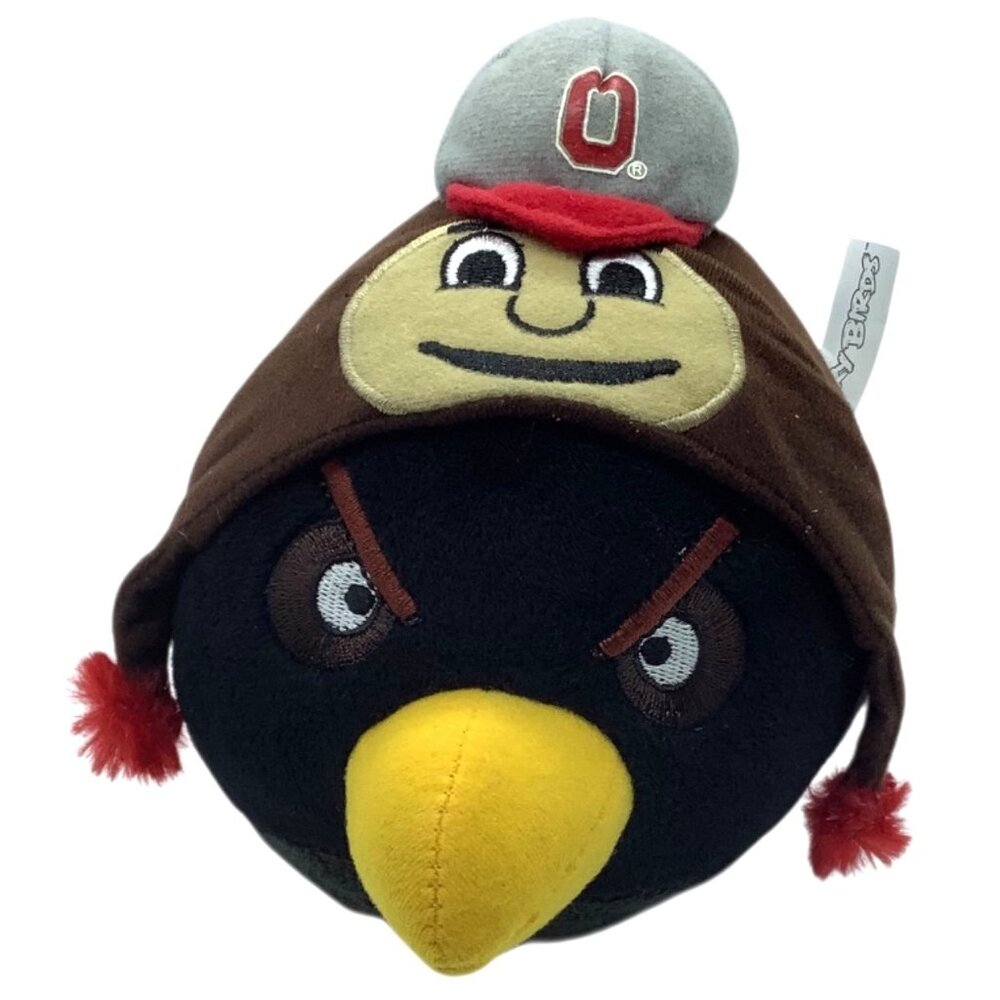 Angry Birds Ohio State Buckeyes Brutus Black Bird‎ Plush Toy 6" RARE